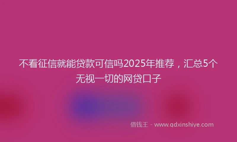 不看征信就能贷款可信吗2025年推荐，汇总5个无视一切的网贷口子