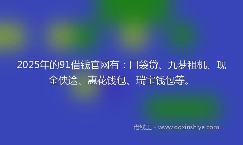 2025年的91借钱官网有：口袋贷、九梦租机、现金侠途、惠花钱包、瑞宝钱包等。