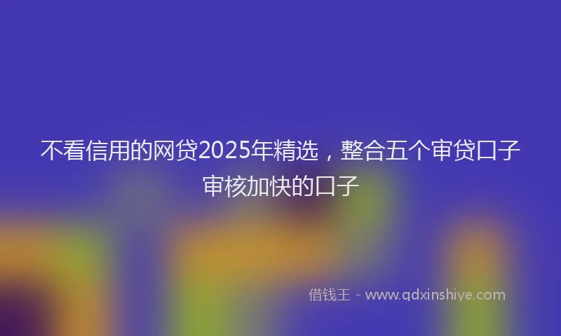 不看信用的网贷2025年精选，整合五个审贷口子审核加快的口子