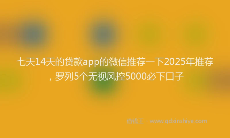 七天14天的贷款app的微信推荐一下2025年推荐，罗列5个无视风控5000必下口子