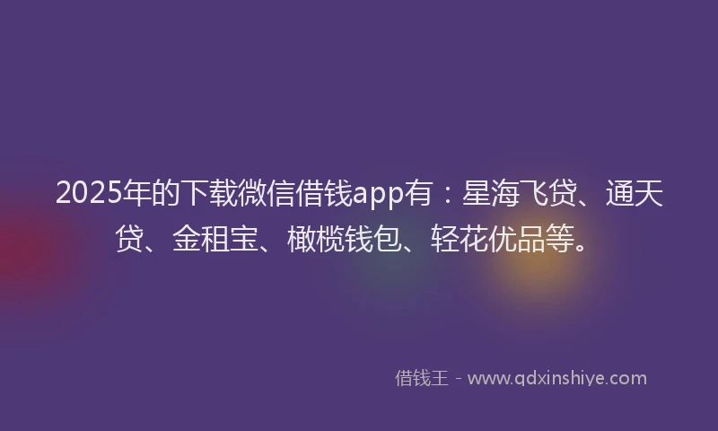 2025年的下载微信借钱app有：星海飞贷、通天贷、金租宝、橄榄钱包、轻花优品等。