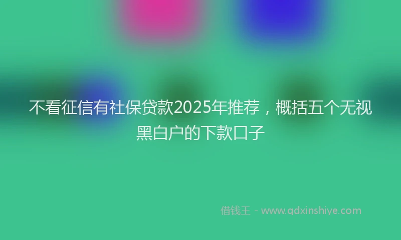 不看征信有社保贷款2025年推荐，概括五个无视黑白户的下款口子