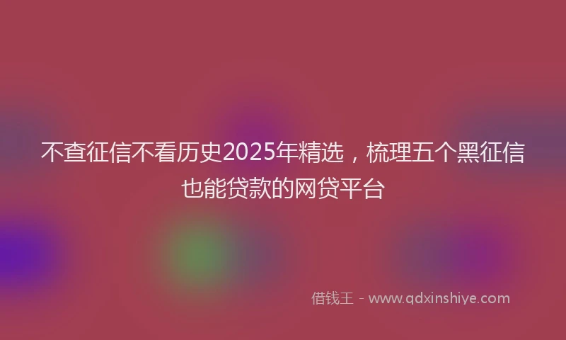 不查征信不看历史2025年精选，梳理五个黑征信也能贷款的网贷平台