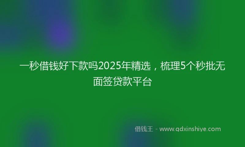 一秒借钱好下款吗2025年精选，梳理5个秒批无面签贷款平台