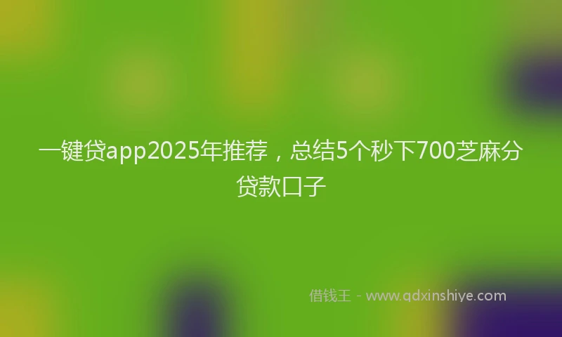 一键贷app2025年推荐，总结5个秒下700芝麻分贷款口子