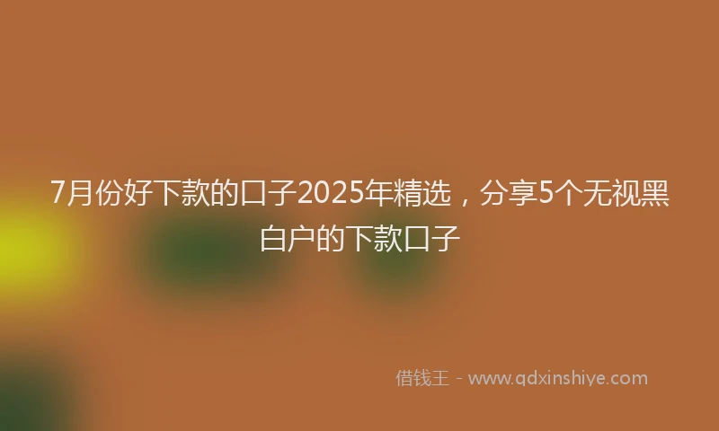 7月份好下款的口子2025年精选，分享5个无视黑白户的下款口子