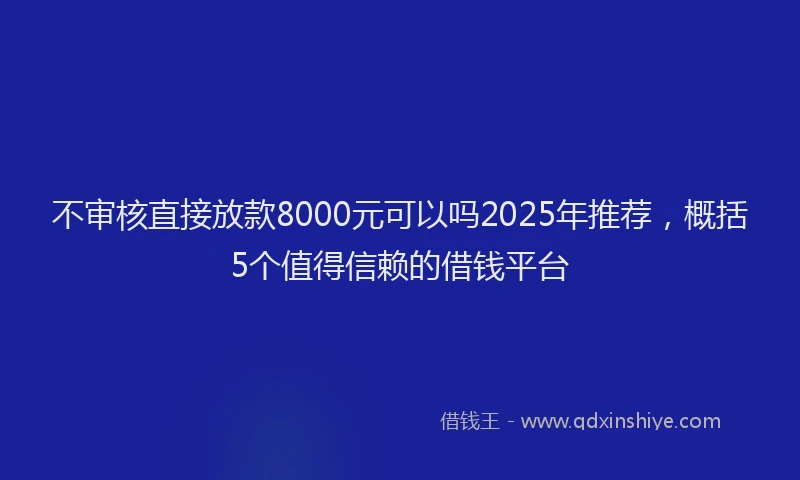 不审核直接放款8000元可以吗2025年推荐，概括5个值得信赖的借钱平台
