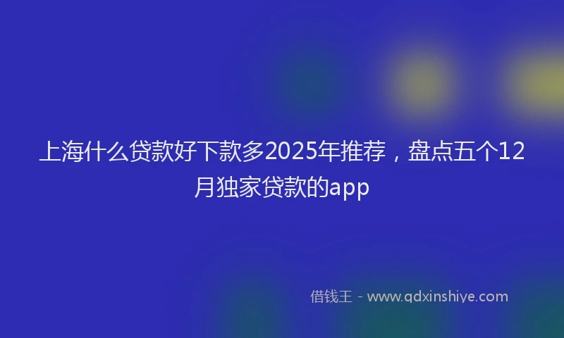 上海什么贷款好下款多2025年推荐，盘点五个12月独家贷款的app
