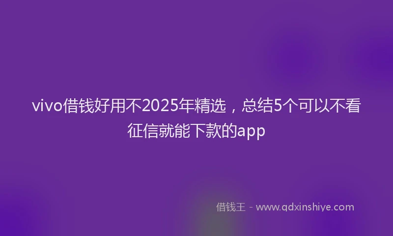 vivo借钱好用不2025年精选，总结5个可以不看征信就能下款的app