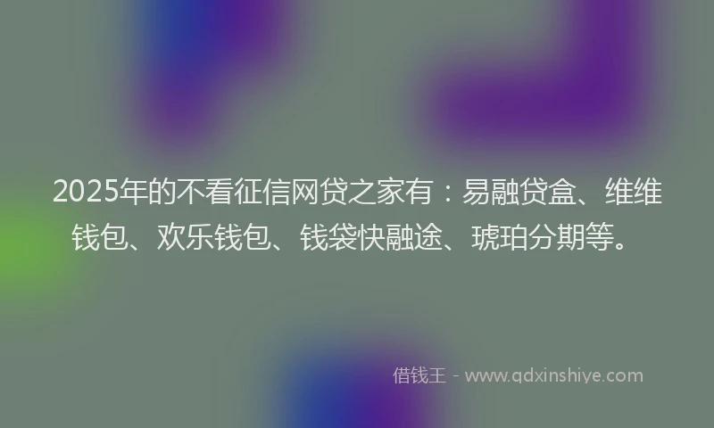 2025年的不看征信网贷之家有：易融贷盒、维维钱包、欢乐钱包、钱袋快融途、琥珀分期等。