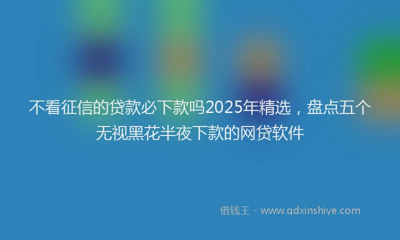 不看征信的贷款必下款吗2025年精选，盘点五个无视黑花半夜下款的网贷软件