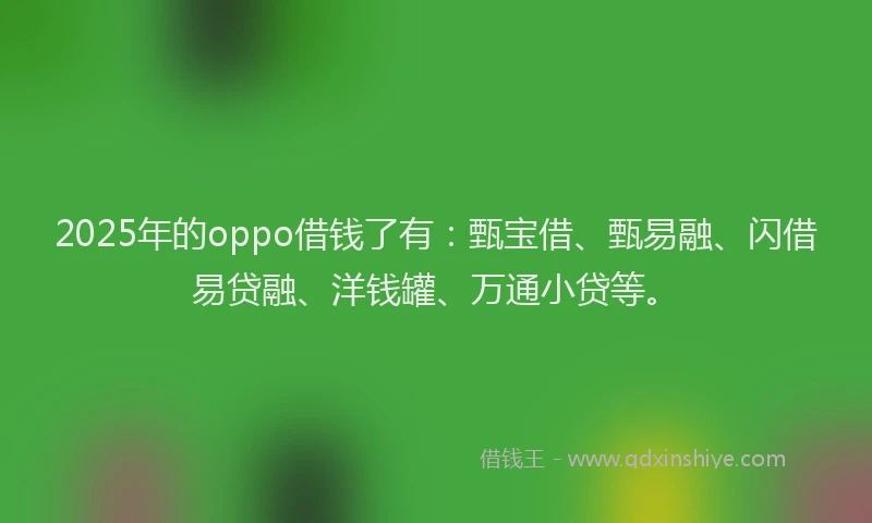 2025年的oppo借钱了有：甄宝借、甄易融、闪借易贷融、洋钱罐、万通小贷等。
