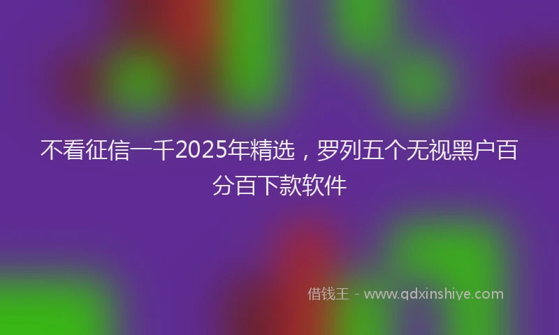 不看征信一千2025年精选，罗列五个无视黑户百分百下款软件