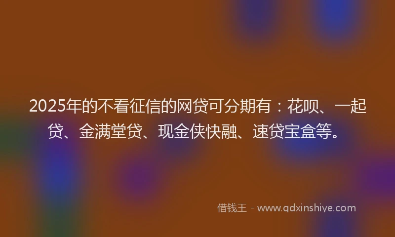 2025年的不看征信的网贷可分期有：花呗、一起贷、金满堂贷、现金侠快融、速贷宝盒等。