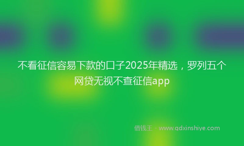 不看征信容易下款的口子2025年精选，罗列五个网贷无视不查征信app