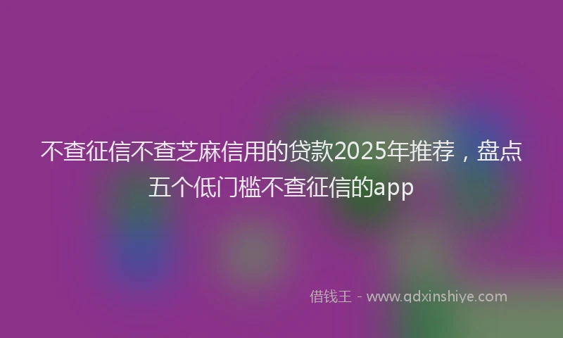 不查征信不查芝麻信用的贷款2025年推荐，盘点五个低门槛不查征信的app