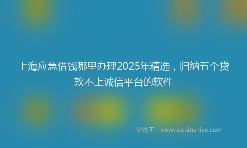 上海应急借钱哪里办理2025年精选，归纳五个贷款不上诚信平台的软件
