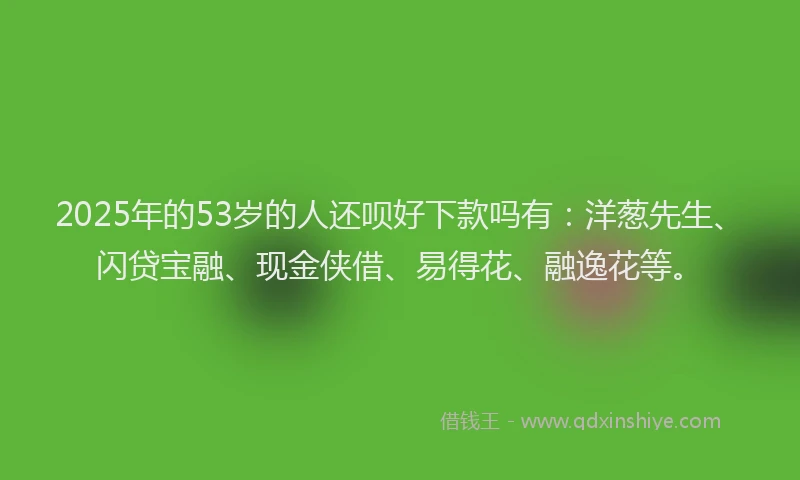 2025年的53岁的人还呗好下款吗有：洋葱先生、闪贷宝融、现金侠借、易得花、融逸花等。