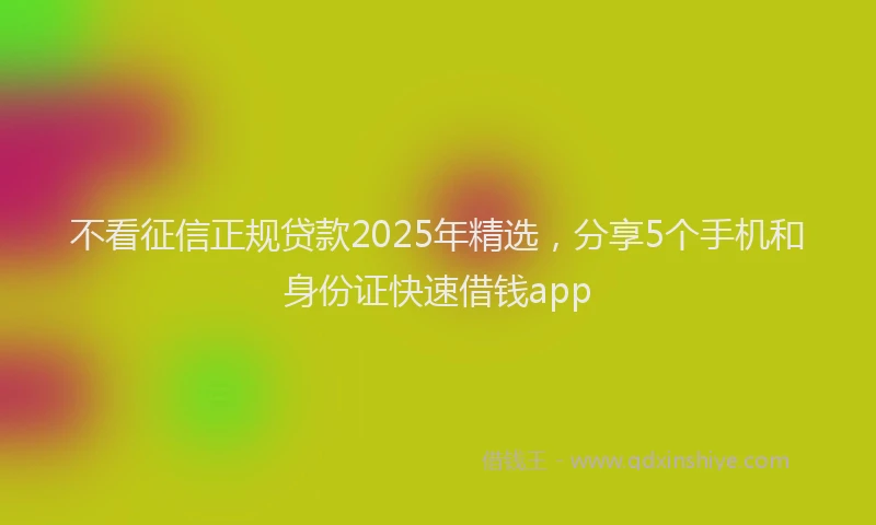 不看征信正规贷款2025年精选，分享5个手机和身份证快速借钱app