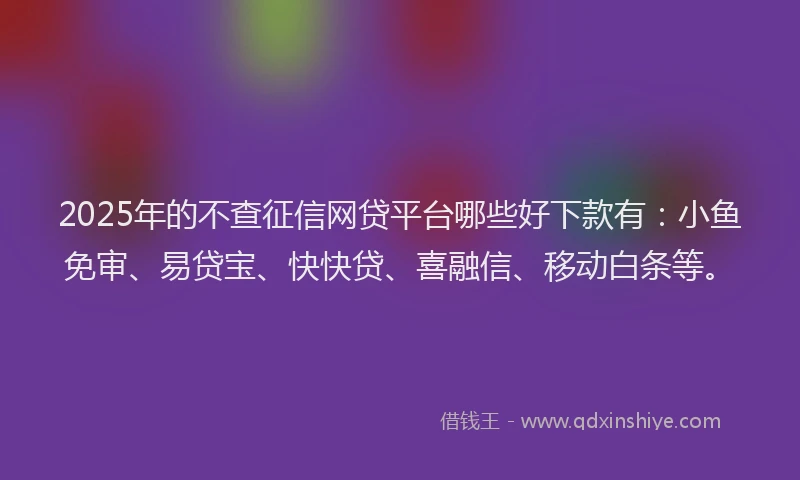 2025年的不查征信网贷平台哪些好下款有：小鱼免审、易贷宝、快快贷、喜融信、移动白条等。