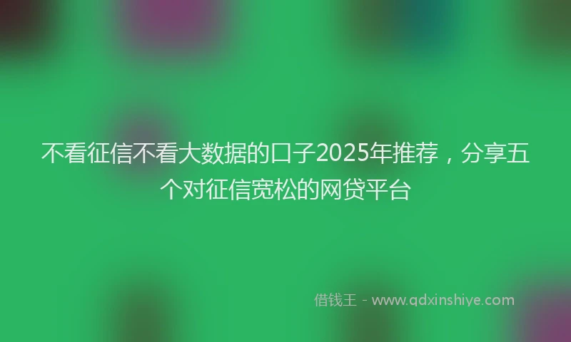 不看征信不看大数据的口子2025年推荐，分享五个对征信宽松的网贷平台