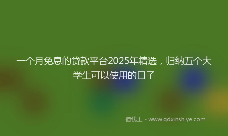 一个月免息的贷款平台2025年精选，归纳五个大学生可以使用的口子