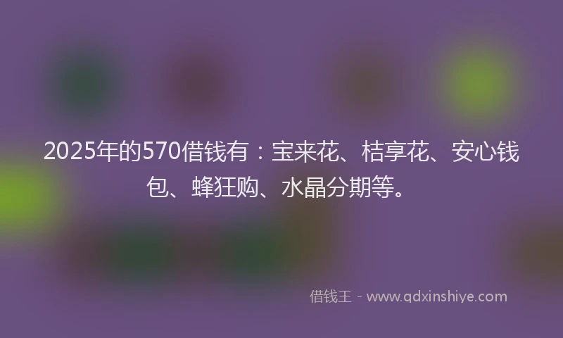 2025年的570借钱有：宝来花、桔享花、安心钱包、蜂狂购、水晶分期等。