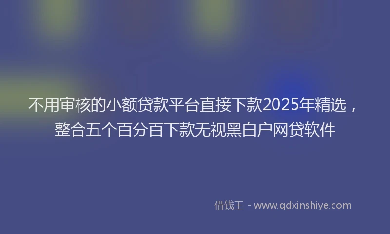 不用审核的小额贷款平台直接下款2025年精选，整合五个百分百下款无视黑白户网贷软件