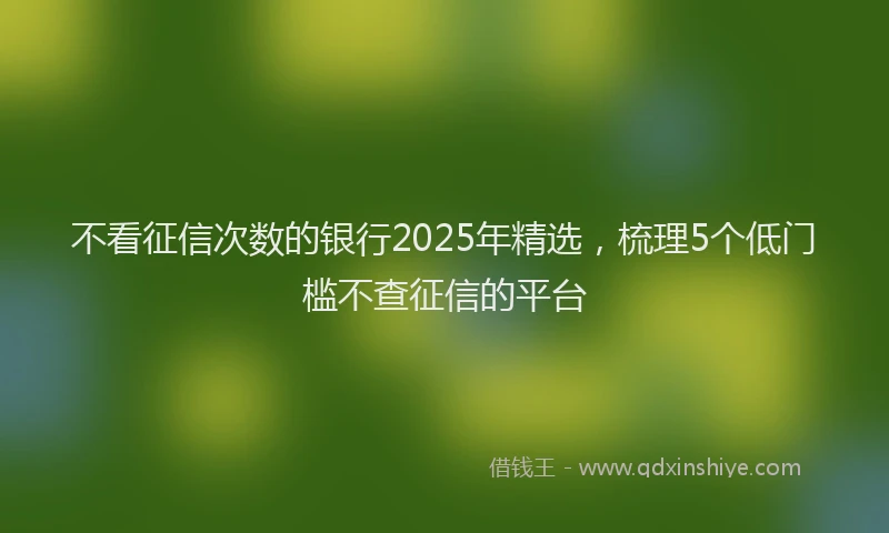 不看征信次数的银行2025年精选，梳理5个低门槛不查征信的平台