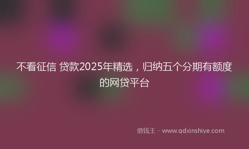 不看征信 贷款2025年精选，归纳五个分期有额度的网贷平台