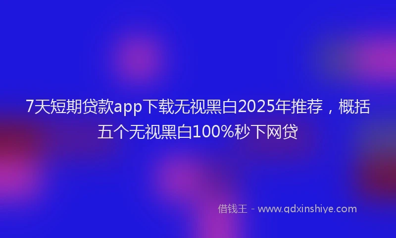 7天短期贷款app下载无视黑白2025年推荐，概括五个无视黑白100%秒下网贷