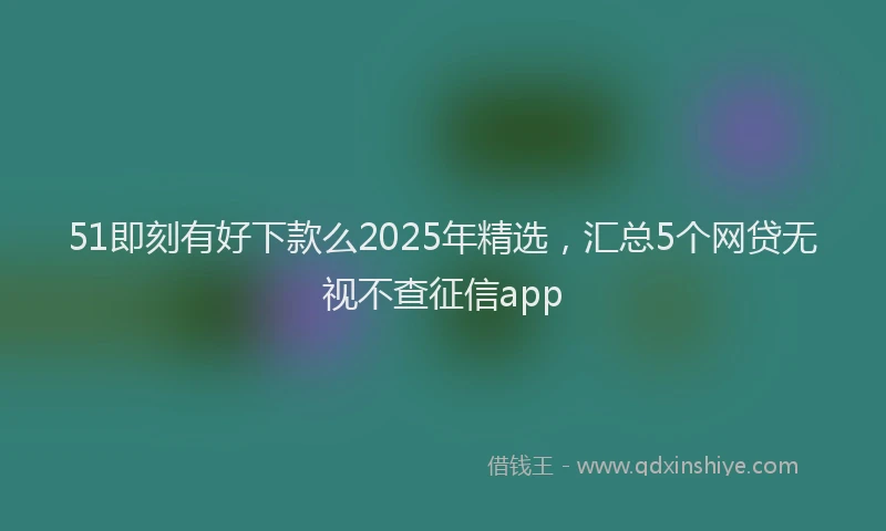 51即刻有好下款么2025年精选，汇总5个网贷无视不查征信app