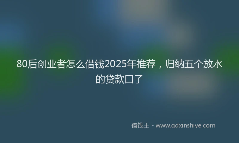 80后创业者怎么借钱2025年推荐，归纳五个放水的贷款口子