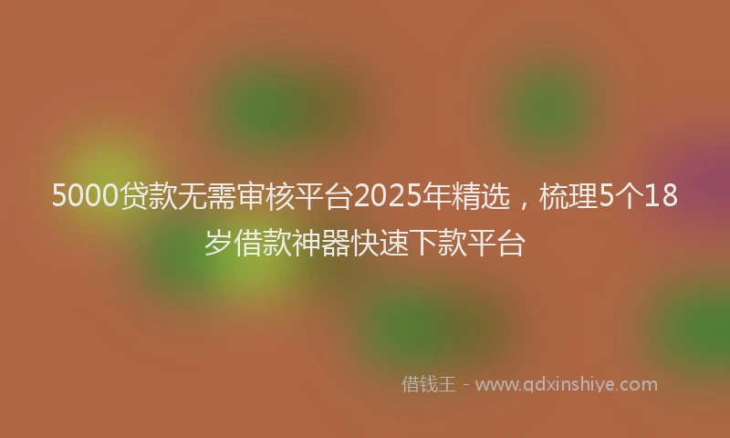 5000贷款无需审核平台2025年精选，梳理5个18岁借款神器快速下款平台