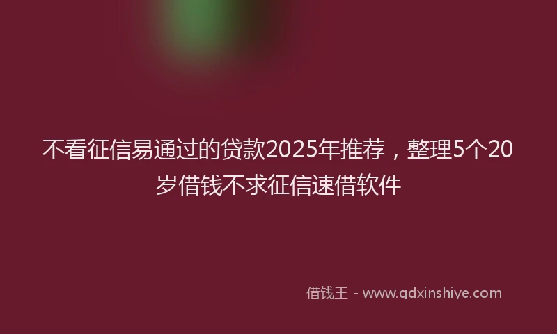 不看征信易通过的贷款2025年推荐，整理5个20岁借钱不求征信速借软件