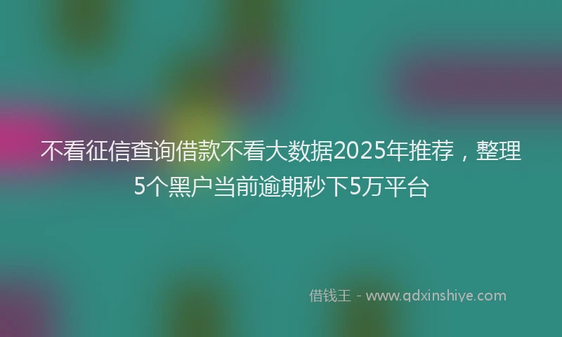不看征信查询借款不看大数据2025年推荐，整理5个黑户当前逾期秒下5万平台