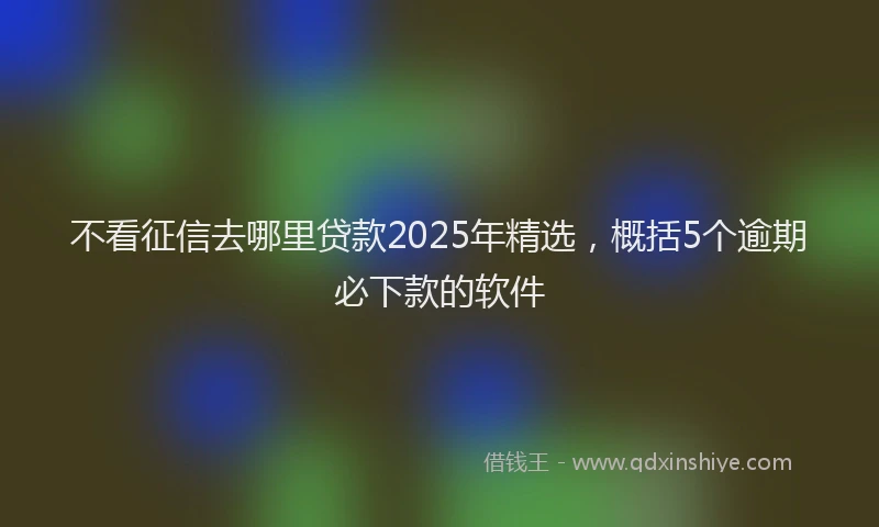 不看征信去哪里贷款2025年精选，概括5个逾期必下款的软件