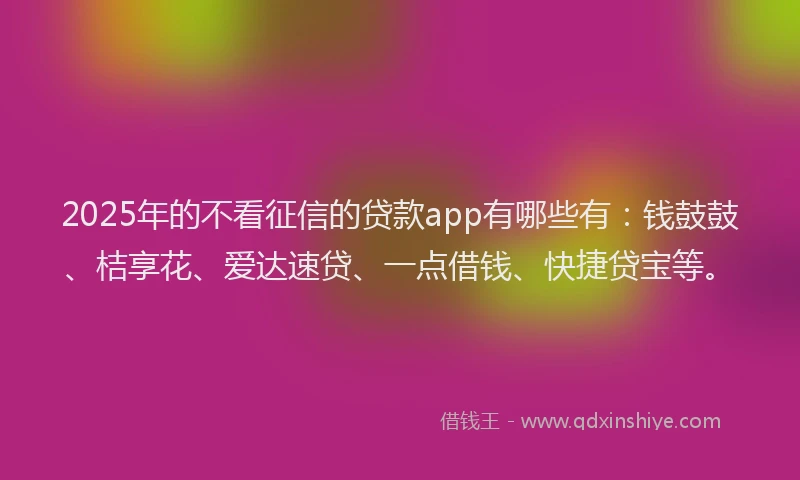 2025年的不看征信的贷款app有哪些有：钱鼓鼓、桔享花、爱达速贷、一点借钱、快捷贷宝等。