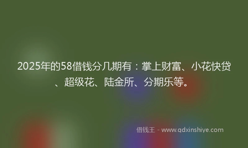 2025年的58借钱分几期有：掌上财富、小花快贷、超级花、陆金所、分期乐等。