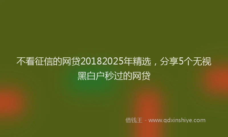 不看征信的网贷20182025年精选，分享5个无视黑白户秒过的网贷