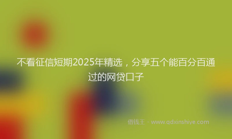 不看征信短期2025年精选，分享五个能百分百通过的网贷口子