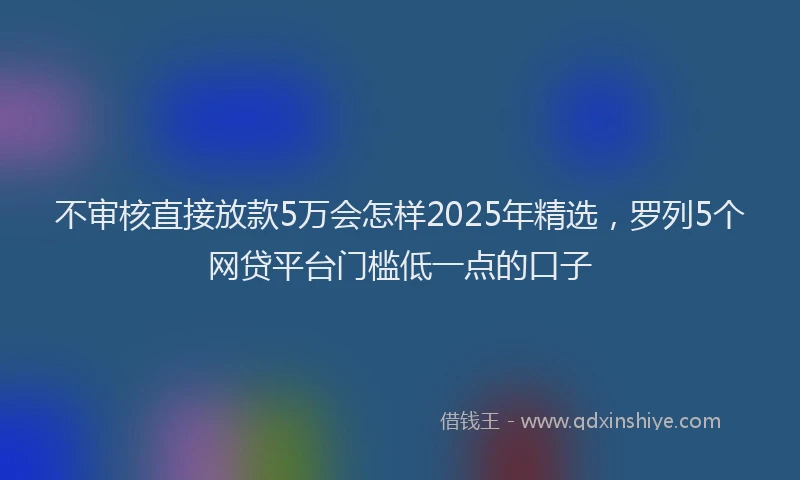 不审核直接放款5万会怎样2025年精选，罗列5个网贷平台门槛低一点的口子