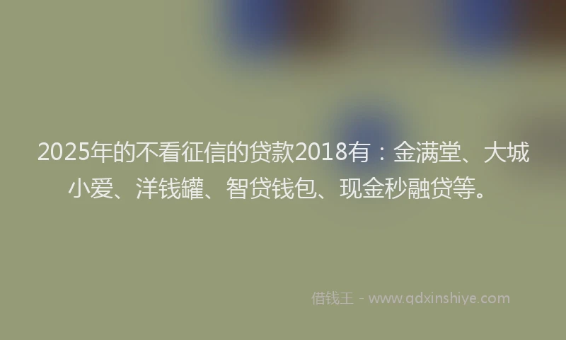 2025年的不看征信的贷款2018有：金满堂、大城小爱、洋钱罐、智贷钱包、现金秒融贷等。