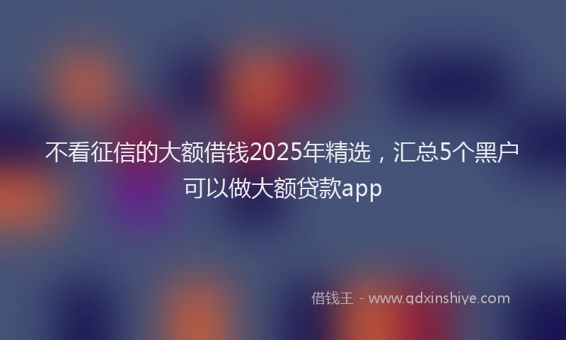 不看征信的大额借钱2025年精选，汇总5个黑户可以做大额贷款app