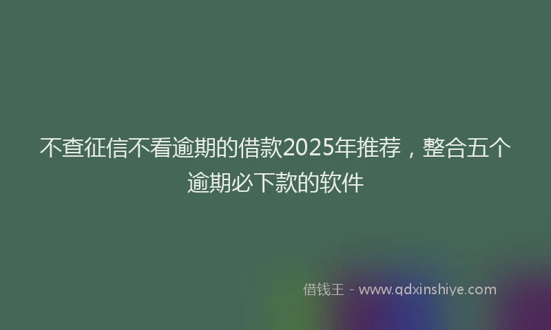 不查征信不看逾期的借款2025年推荐，整合五个逾期必下款的软件