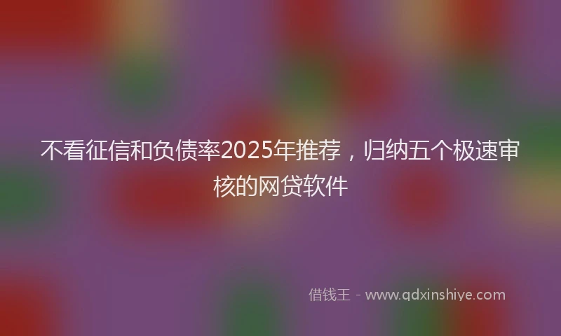 不看征信和负债率2025年推荐，归纳五个极速审核的网贷软件