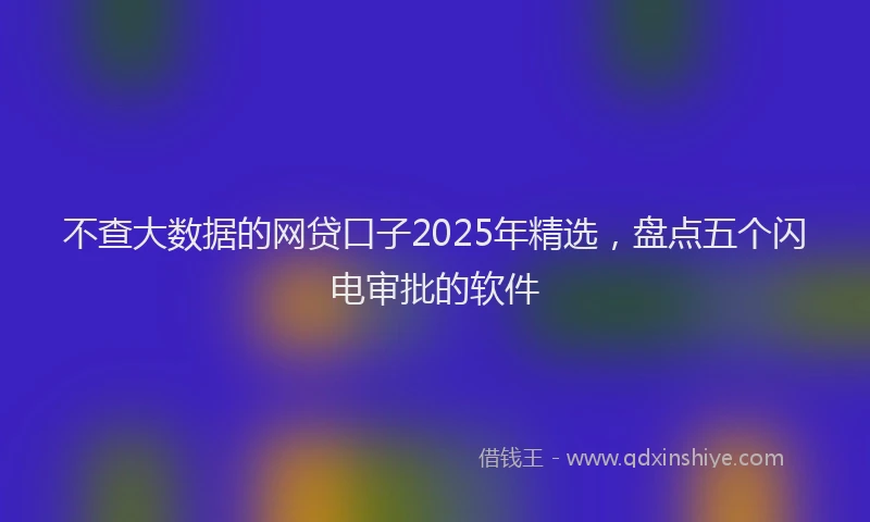 不查大数据的网贷口子2025年精选，盘点五个闪电审批的软件