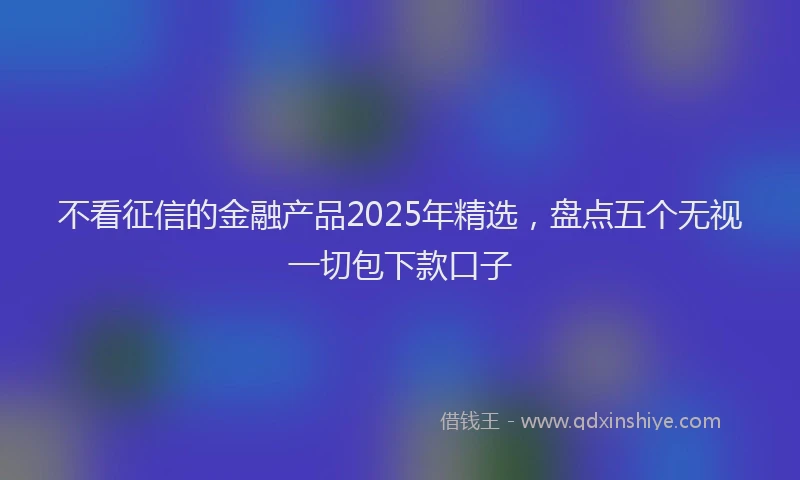 不看征信的金融产品2025年精选，盘点五个无视一切包下款口子