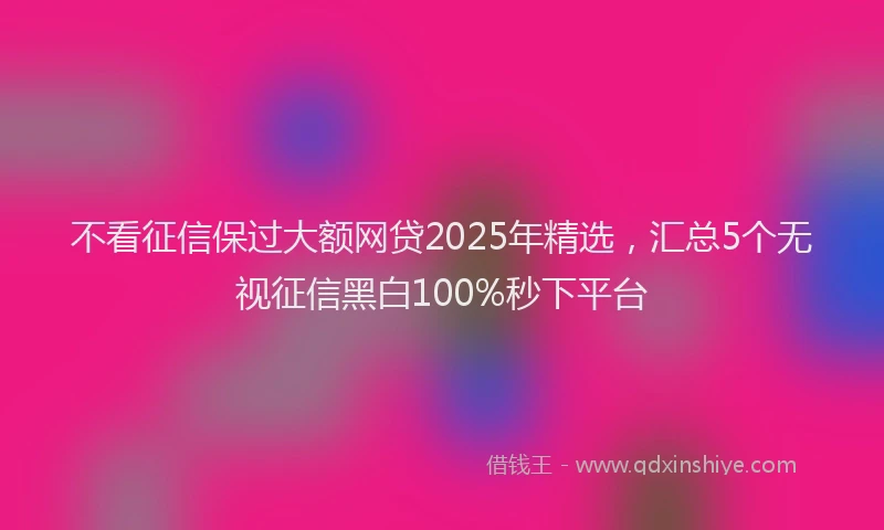 不看征信保过大额网贷2025年精选，汇总5个无视征信黑白100%秒下平台