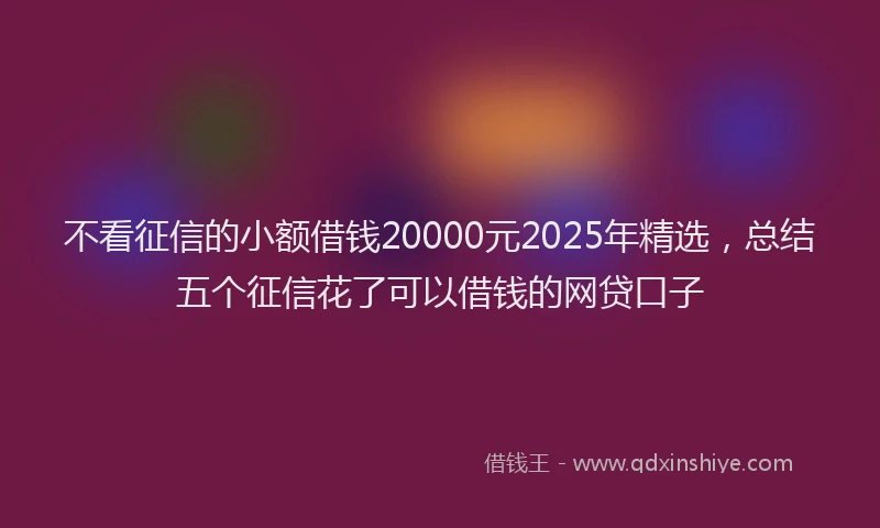 不看征信的小额借钱20000元2025年精选，总结五个征信花了可以借钱的网贷口子